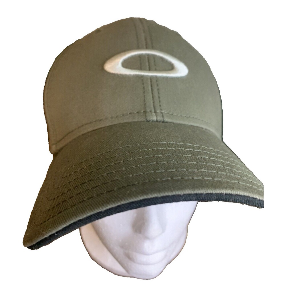 Oakley Cap Gray Logo Olive Green Hat Snapback Oakley Brand Skull label 6 panel